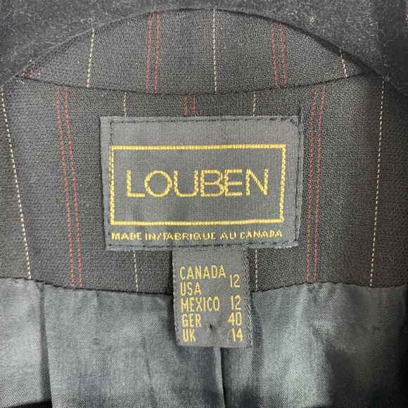 wool blend 2 piece set pinstripe womens suit blazer sz12 pants SZ 8 LOUBEN - Picture 2 of 16
